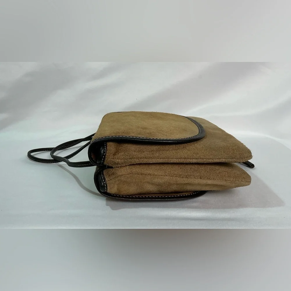 Vintage Loewe Tan Suede 
Mini Shoulder Crossbody Bag Purse Leather Spain Anagram - Picture 5 of 15